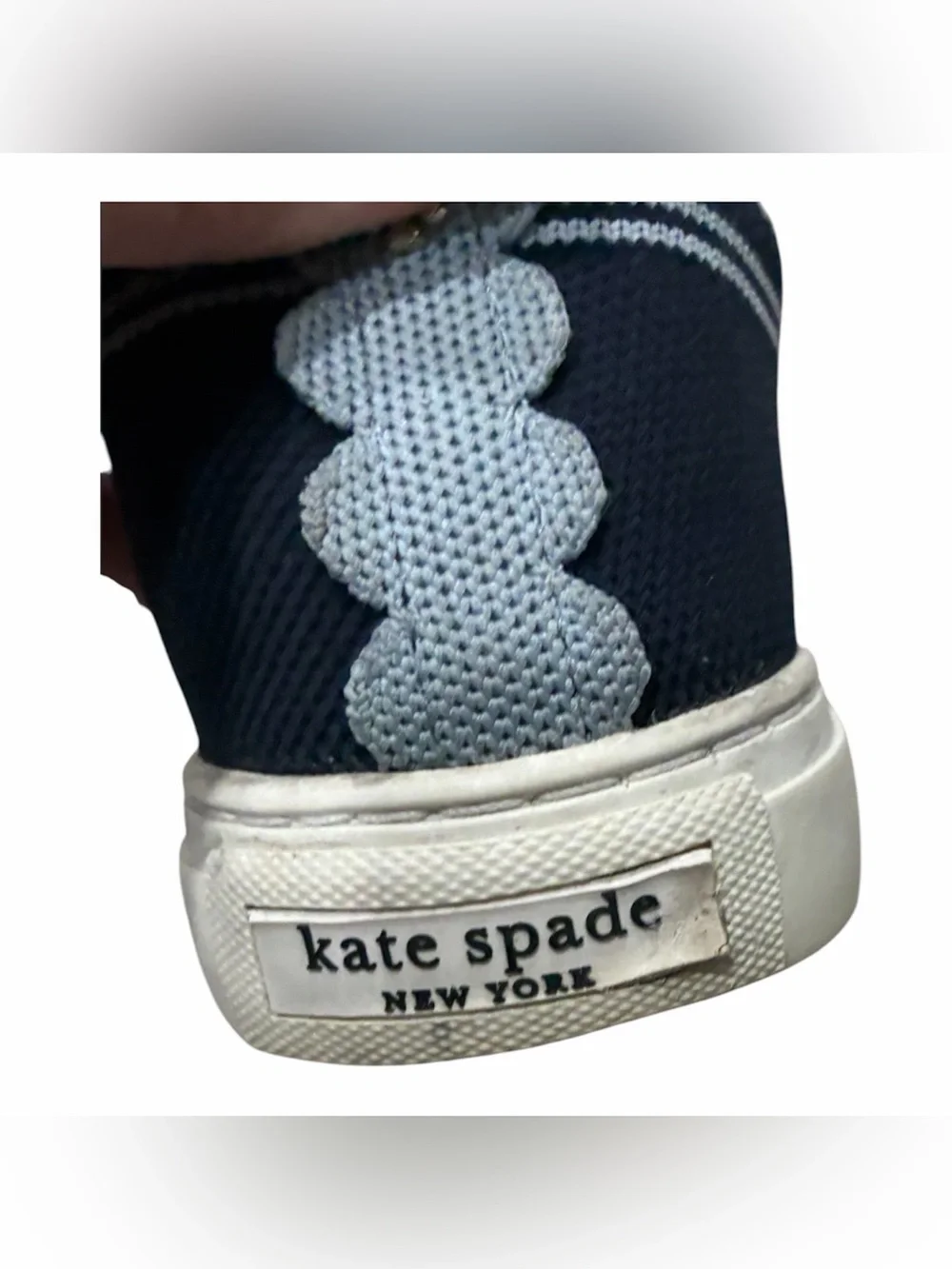 Kate Spade New York Ainslee sneakers in navy blue with signature scalloped trim